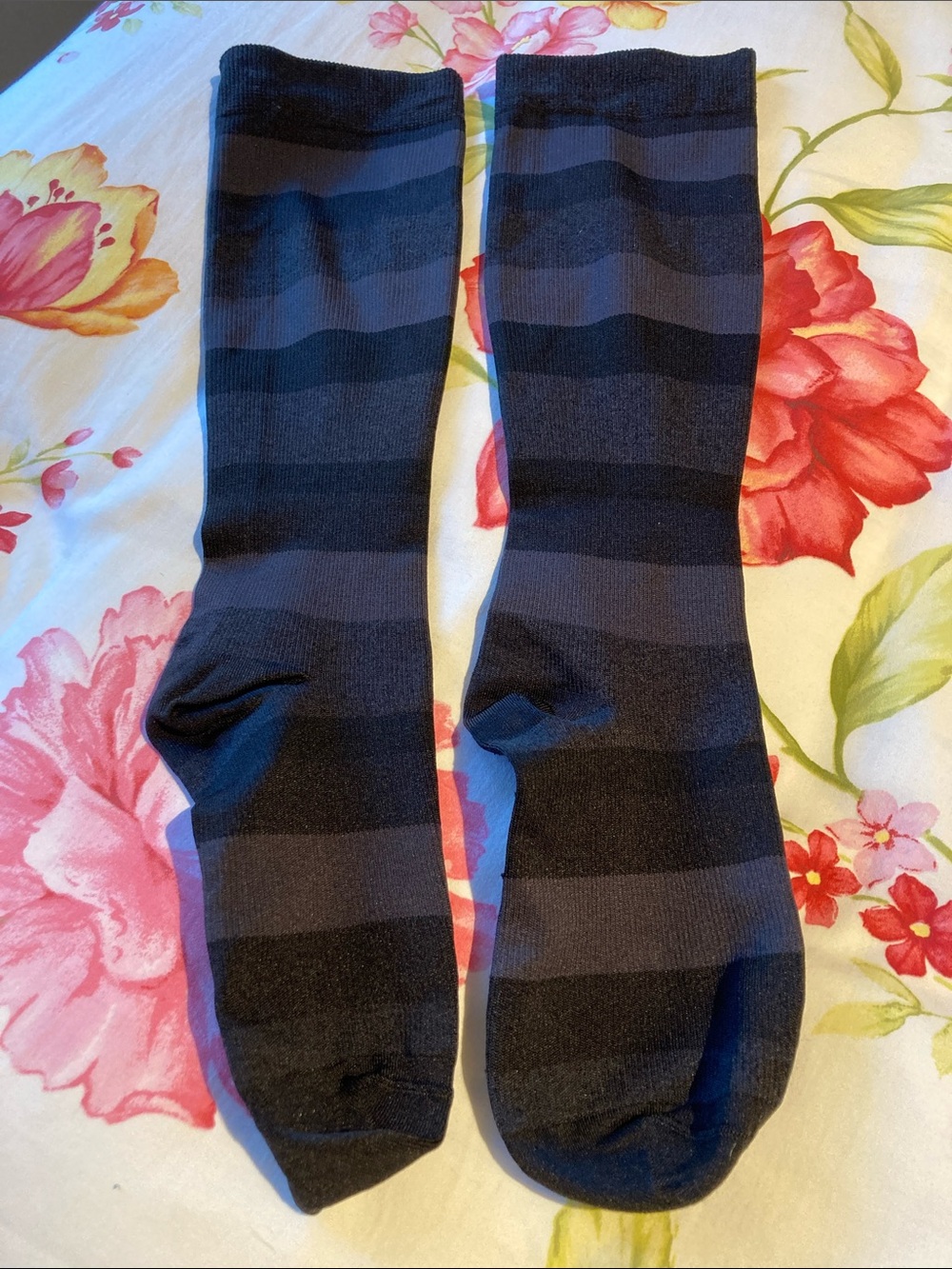 Insignia by Sigvaris Black and Dark Gray Striped Dress Socks